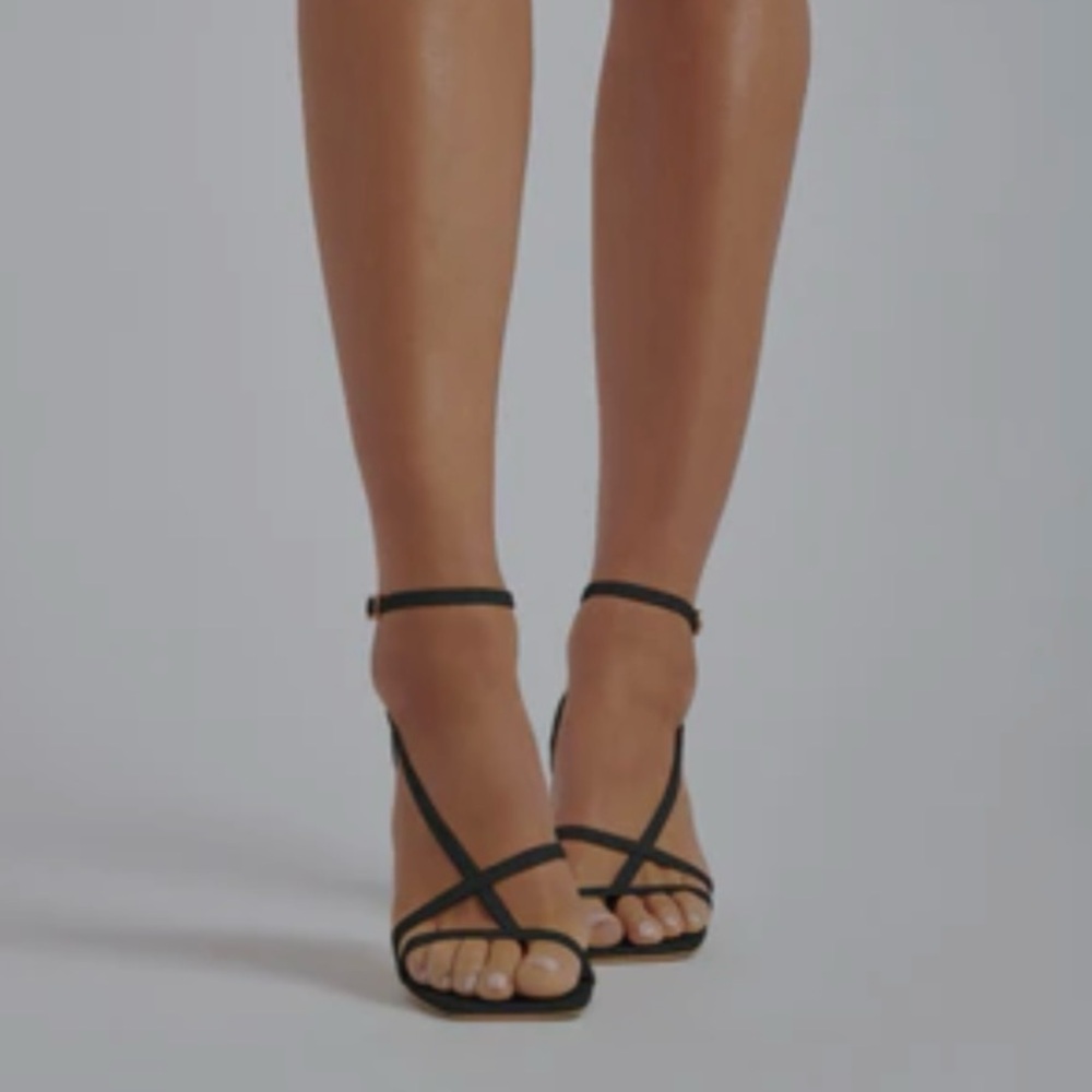 Meshki Black Strappy Heels - 9.5